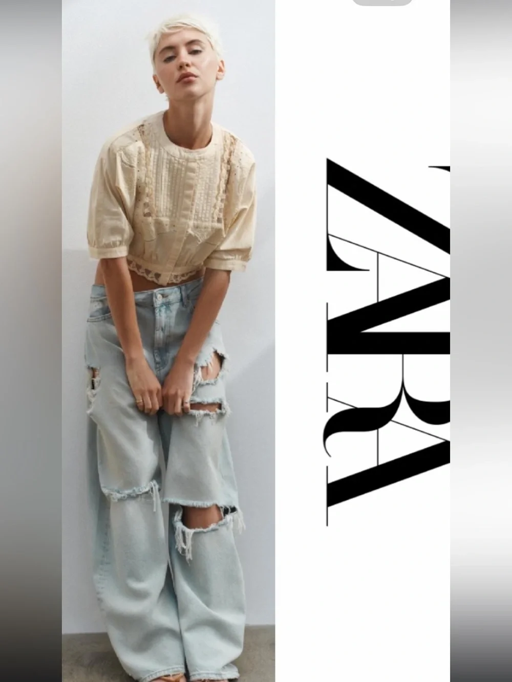 ZARA Embroidered crop Shirt
